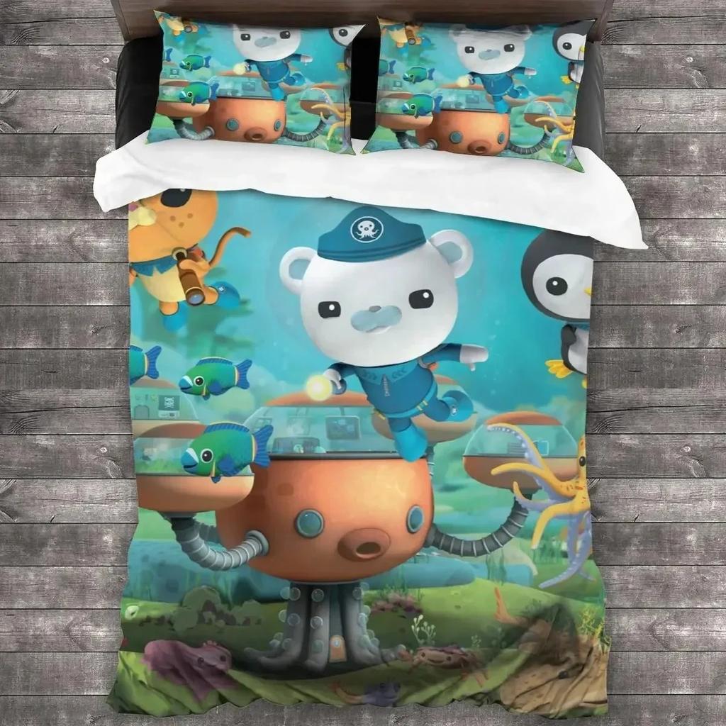 Set de lenjerie de pat Anime Octonauts Băieți Fete Twin Queen Size Husă de pilota Față de pernă Pat Copii Adulti Moda Textile de casaextile