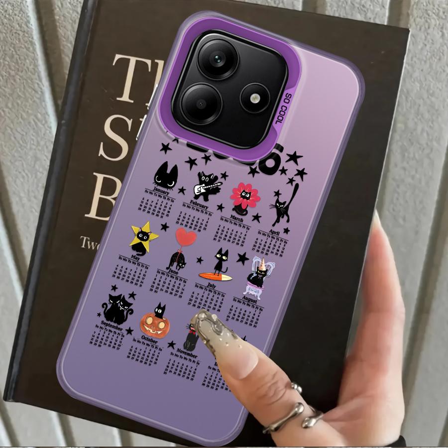 

Cartoon Calendar Cat Back Phone Cover Case for Xiaomi Poco F4 X3 NFC X5 C50 C51 F3 GT X3 Pro Poco X3 Pro