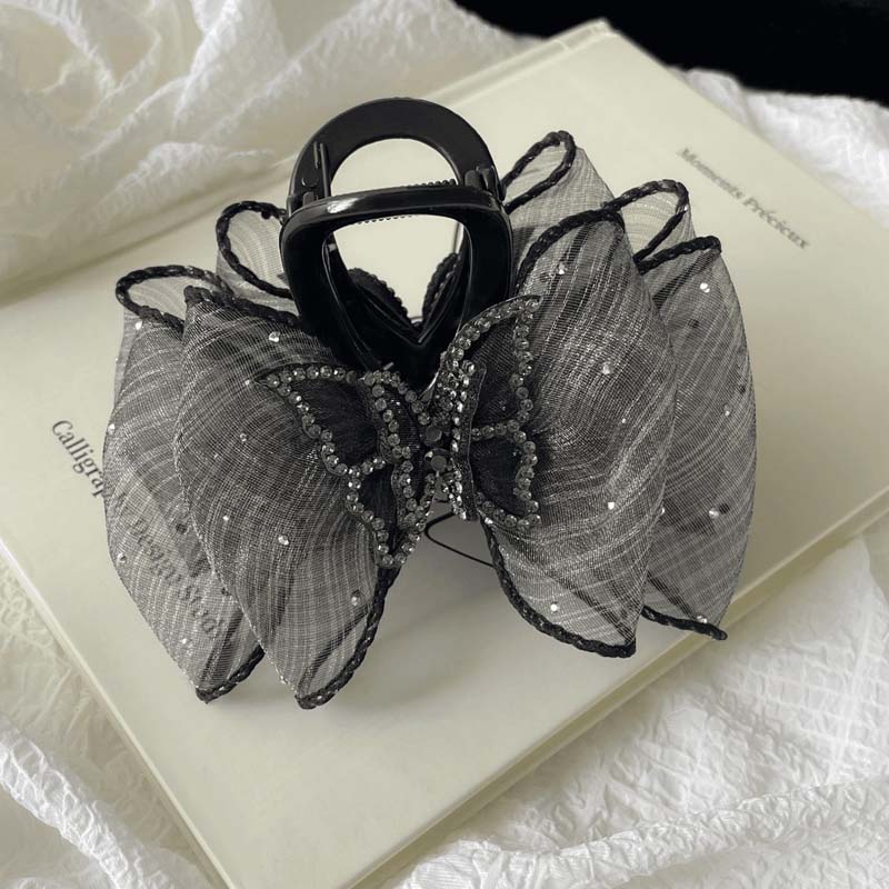 

Корейская заколка-краб с бабочкой из стразов для женщин и девушек, элегантный сетчатый бант, зажим-акула, заколка-краб для волос, головной убор, аксессуары для волос