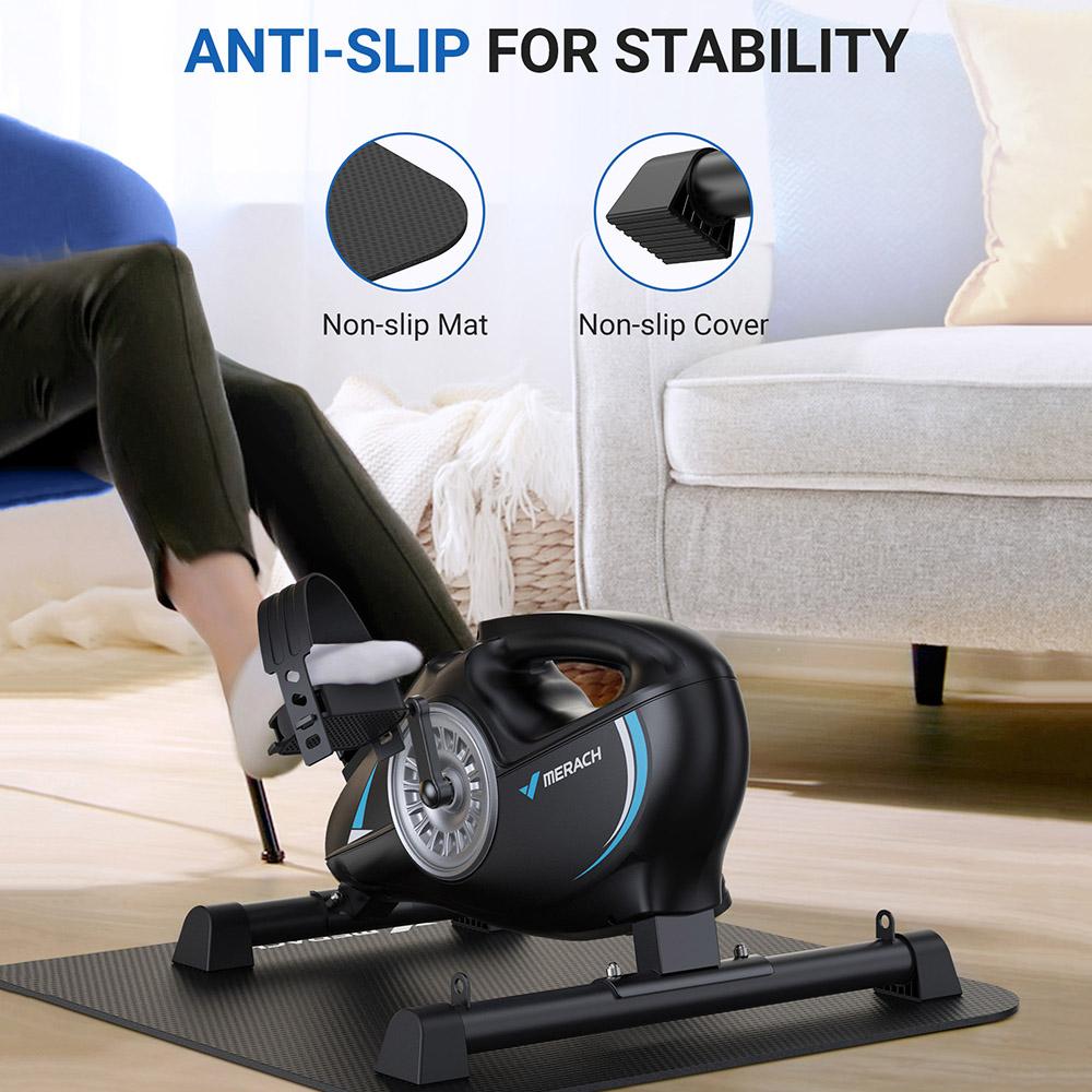 MERACH S04 Podstolní rotoped, Magnetický mini rotoped s aplikací, Rehabilitace paží/nohou, Včetně odporových gum a podložky, Černý