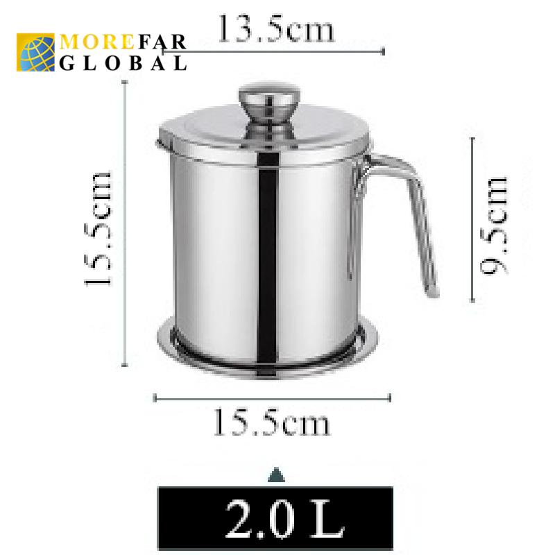 2L Kitchen Cooking Tool Oil Filter Storage Can Grease Strainer Pot Oil Strainer Container Restaurant Dispenser Kitchen Supplies