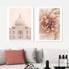 Nordic Golden Palm Leaf Taj Mahal Poster Beige Dahlia Vase Picture Canvas Art Wall Picture Painting For Living Room Home Decor