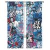 Blue Explosion Punk Graffiti Tulle Curtains For Living Room Bedroom Transparent Tulle Curtains Window Drapes Sheer Voile Curtain