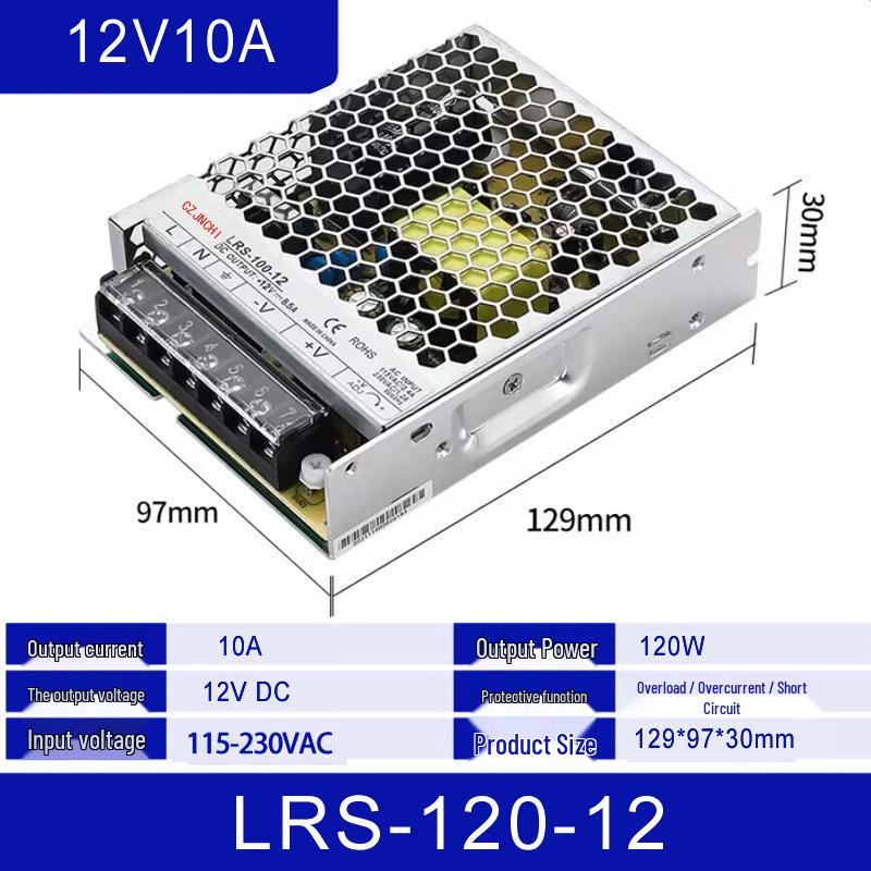 

LRS-120-24V Slim Industrial Grade DC Power Supply 12V Energy-Saving Durable PLC Supply. Model LRS-120-24
