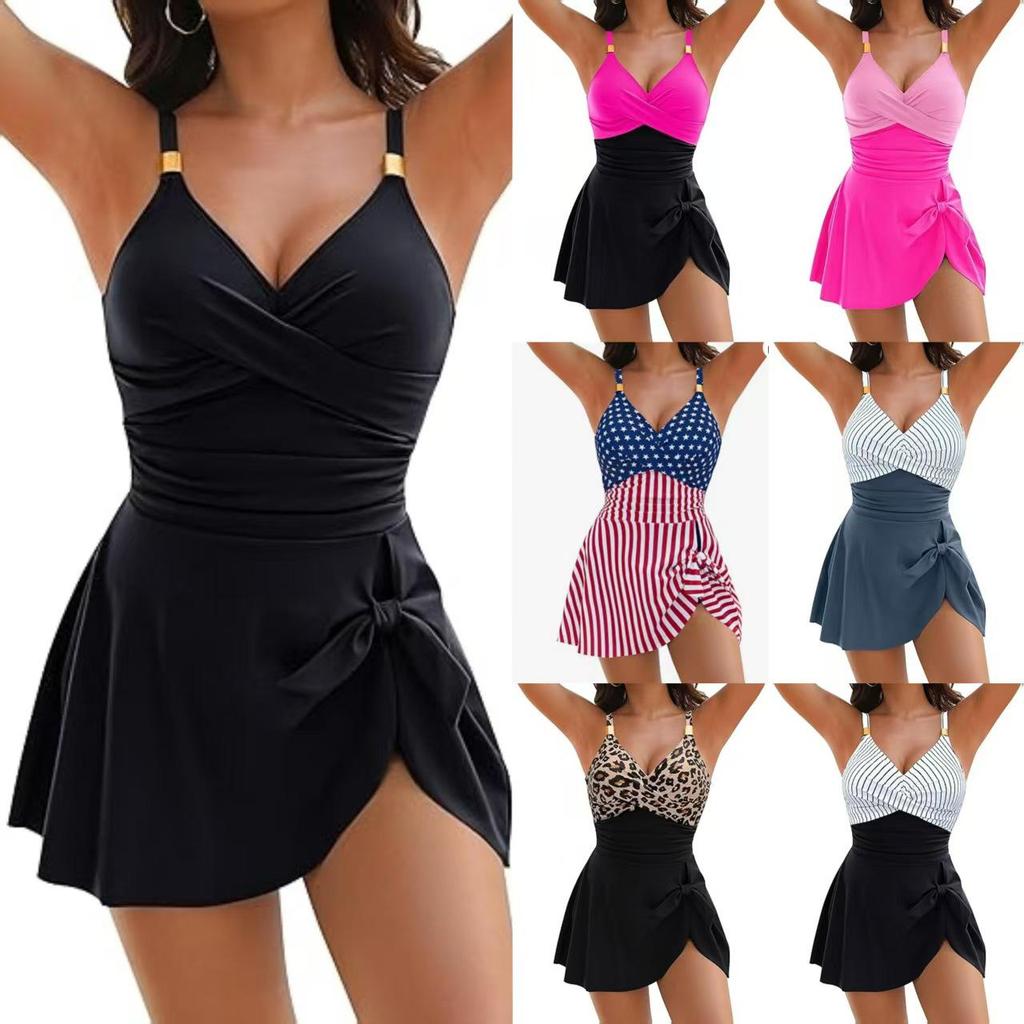 Women's Slimming Cross-Back Multi-Color One-Piece Swimsuit