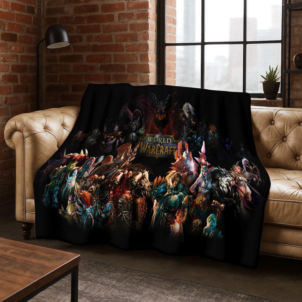 WOW World of Warcraft Arthas Demon Illidan Sylvanas Flannel Blanket,Cozy Soft Throw Blanket for Home Bedroom Bed Sofa Cover Gift