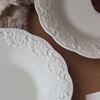 French Style Vintage Ceramic Plates 7.7 Inch Underglazed Colour Aesthetic Dinner Dish White Floral Pattern Relief Tableware