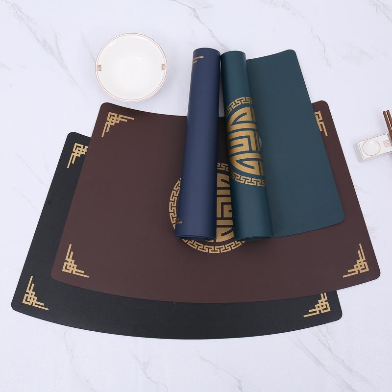 Western food mat PVC leather oil-proof and waterproof fan-shaped dining table mat Chinese tableware mat New Chinese plate