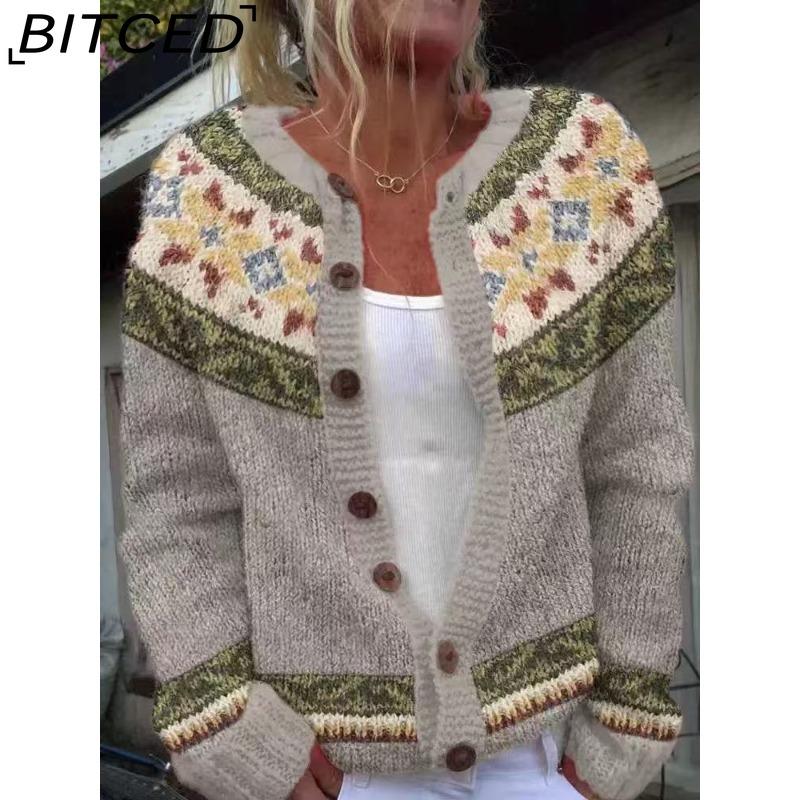 BITCED Women's Cardigan Sweater - Color-Blocked Oversized Knit Top