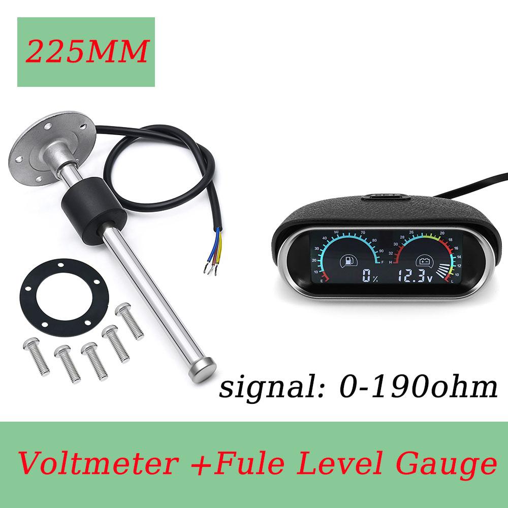 2 IN 1 Car Digital Voltage Meter & Fuel Level Gauge Voltmeter 0-190ohm Water Level Meter Universal Gasoline Meter Sensor 12/24V