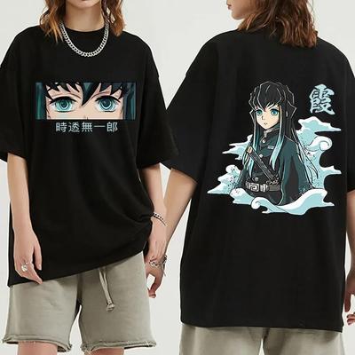 Caliente 2023 Anime Demon Slayer camisetas Kimetsu No Yaiba Muichiro Tokito camiseta gráfica Unisex WoUnisex algodón camisetas de gran tamaño ropa de calle