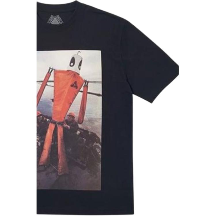 Palace Slick T-Shirt With Oil Painting Robot One Piece Peibo Print Short Sleeve Men Tops Black P16TS077