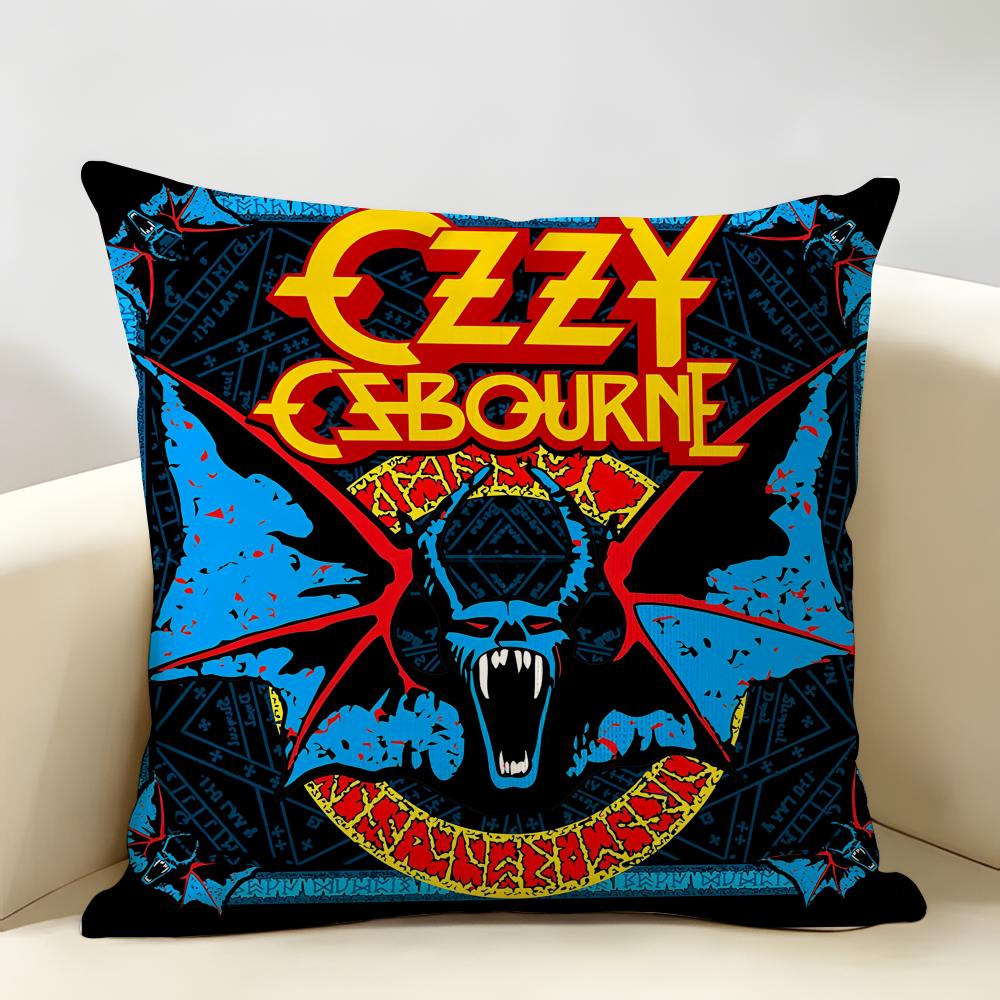 LOGO OOzzy Osbourne Cushion Cover Natural Linen Organic Fabric DoubleSided Printing Room Sofa Decor Pillow Case