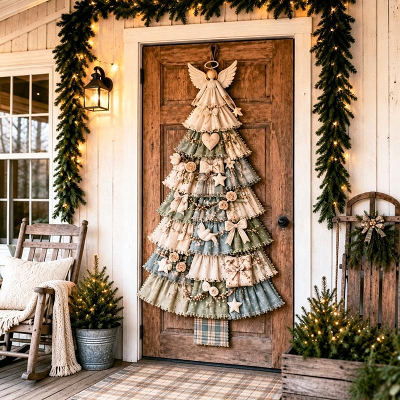 DIY Übergröße Patchwork Weihnachtsbaum Türhänger-Set, Festival Dekorationen Handgemachte Kunst Geschenke für Erwachsene, Anfänger und Liebhaber