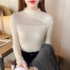 Autumn Lace Half High Neckline Western-style Bottom Shirt with Slim Fit and Long Sleeves Pullover Hollowed Out Sweater Women's Knitted Sweater