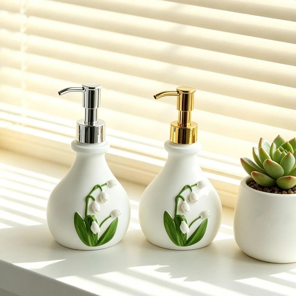 French Bellflower of the Valley Embossed Bottle Vintage Retro Hand Soap Holder Kitchen