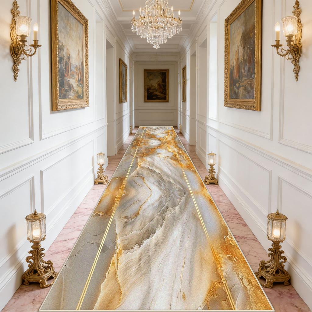 Light Luxury Marble Style Corridor Carpet Europe Decoration Home Easy Clean Runner Rug el Stair Passageway Non-slip Long Mats