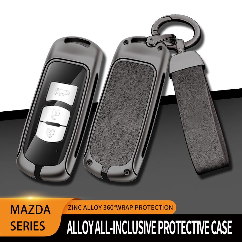 Metal Leather Car Key Case For Mazda 2 3 5 6 Gh Gj Cx3 Cx5 Cx9 Cx-5 Cx Accessories Holder Shell Protect Set Car-Styling