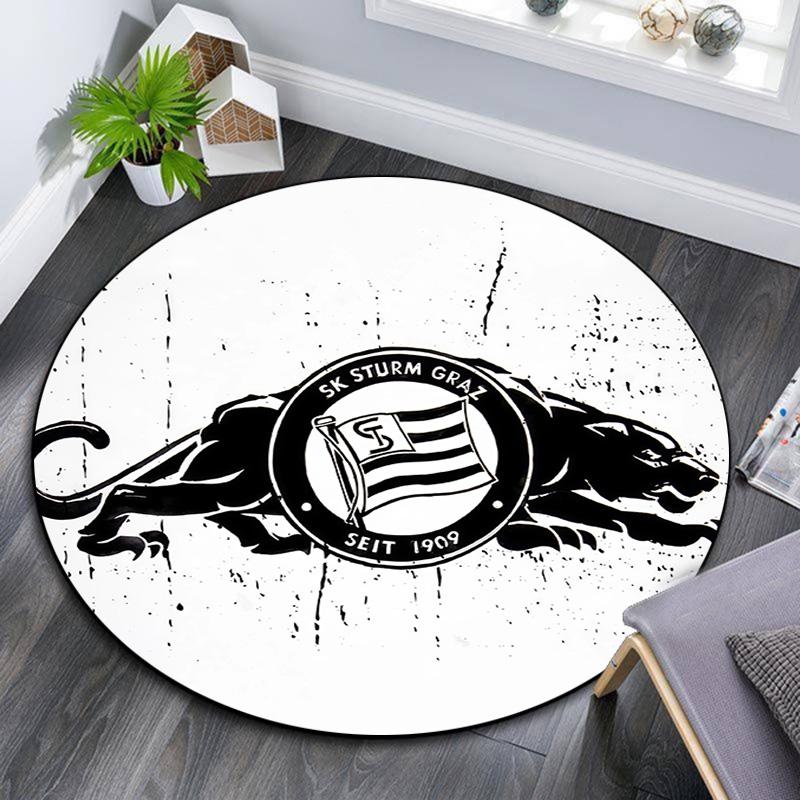 Sportklub Sturm Graz Round Area Rug,Carpet Rug for Living Room Bedroom Sofa Playroom Decor,Non-slip Floor Mat