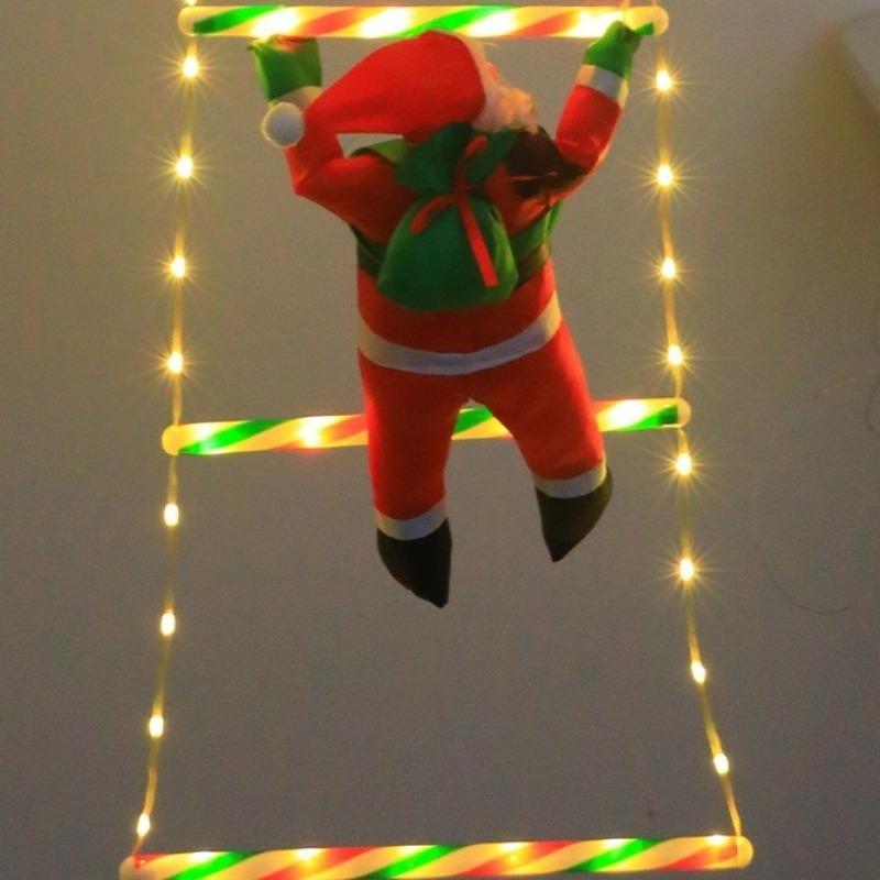 LED Christmas Fairy Lights Ladder Lights with Santa Claus Christmas Tree Lights For Indoor Outdoor Window Garden Home Decoration