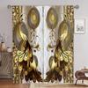 Cortinas con patrón de flores tridimensionales 3D de 2 piezas para sala de estar, juego de tratamiento de ventana con ojales en la parte superior para sala de estudio y decoración del hogar