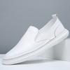 One-pedal Men's Shoes Spring Little White Shoes Leather Versatile Breathable Men's Doudou Shoes Casual Soft Leather White Lazy Shoes