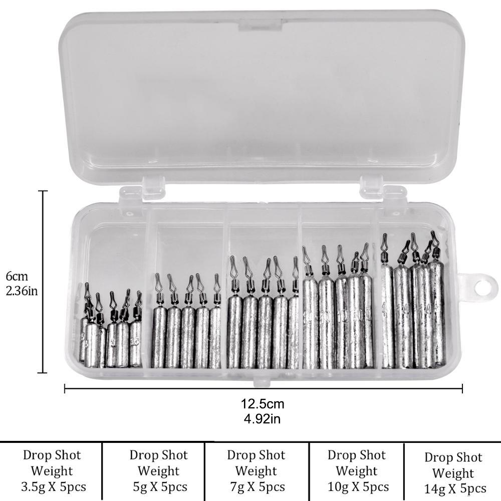 25 Buc. Plumbi Pescuit Drop Shot Formă Bară 3.5g 5g 7g 10g 14g 20g Accesorii Pescuit Știucă Glonț Pentru Echipament Pescuit Biban