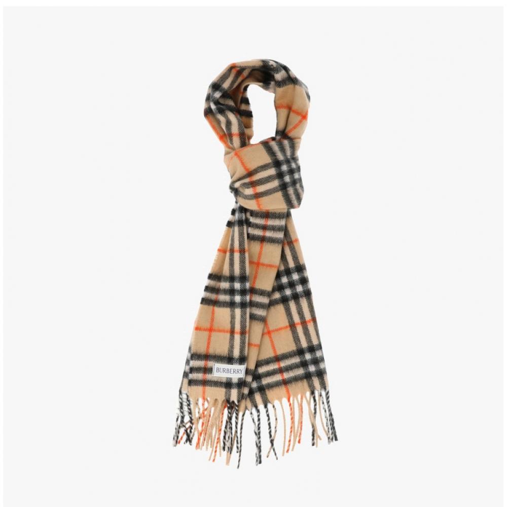 Burberry 8089369 B9368 Check Cashmere Fringe Muffler