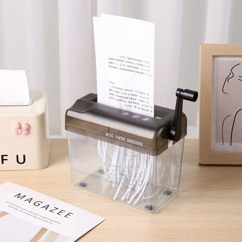 Tragbarer, leiser und portabler manueller Aktenvernichter für A6-Dokumente, ideal für den Gebrauch zu Hause, im Büro oder in der Schule (schwarz)