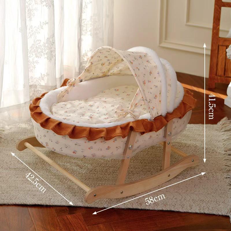 French-Style Detachable Cat Bed With Rocking Cradle Design Indoor Cats Warm Plush Pet Nest Multi-Functional Lounge