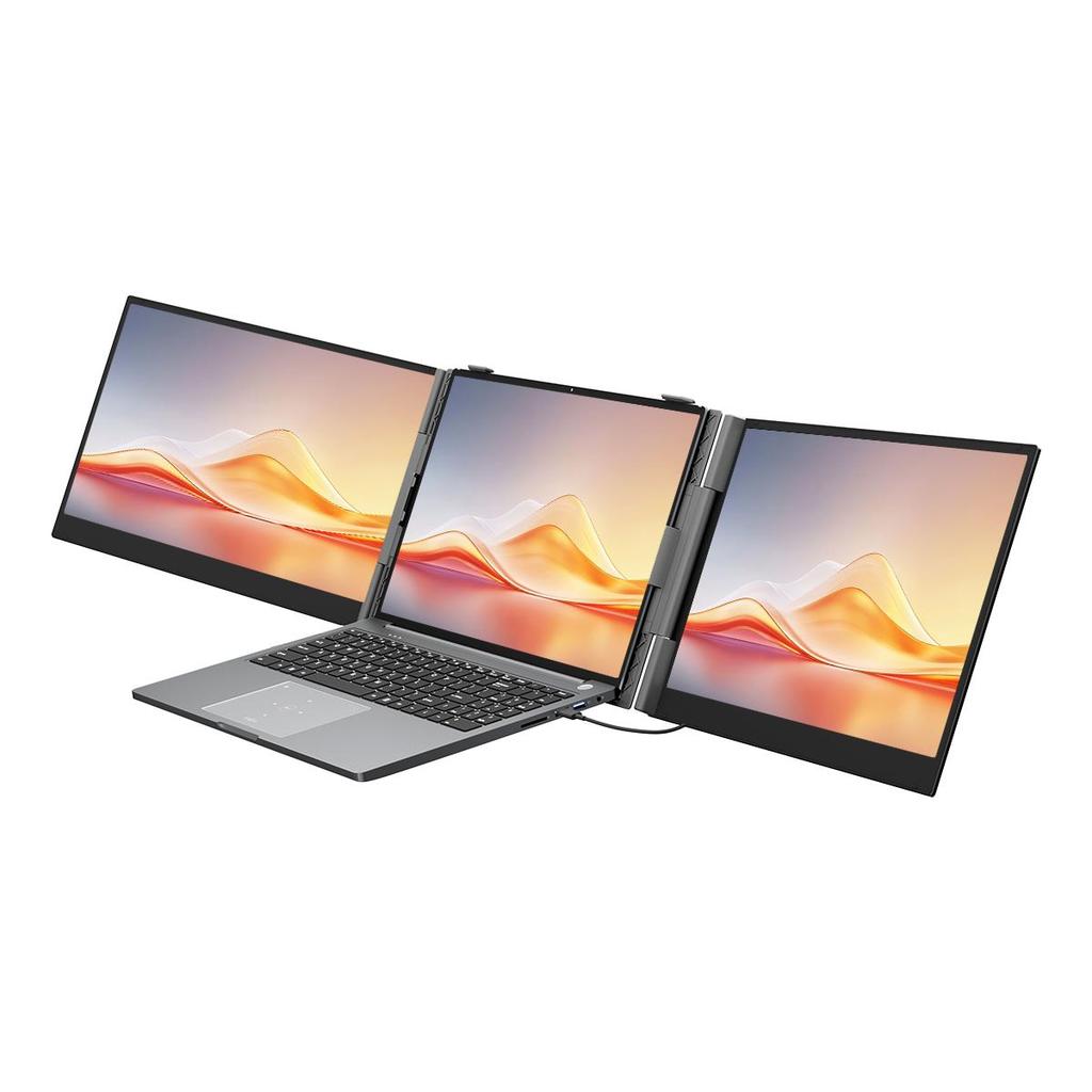 Blackview DCM6 PRO Triple Laptop Screen Extender,14" 1080P FHD IPS Portable External Screen,Two Cable USB C,Plug & Play, Compatible with Windows