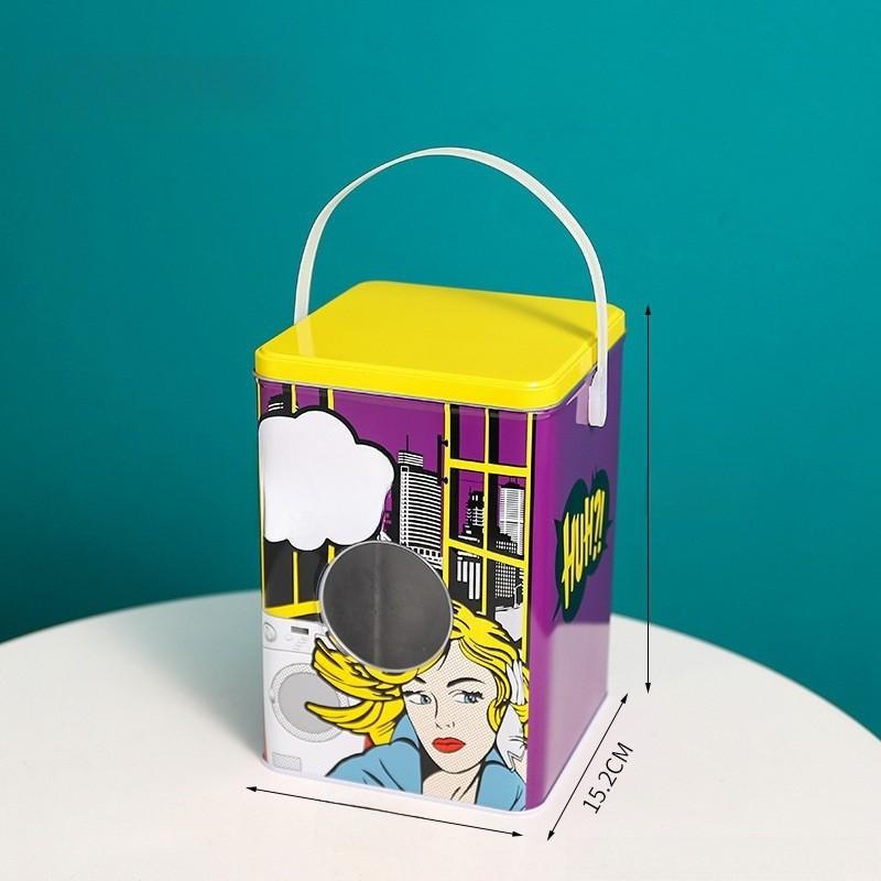 Storage Tinplate Foldable Box With Lid Desktop Organizer For Study Decor Room