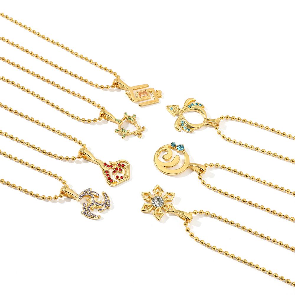 Fashion Genshin Impact Necklace Accessories Pyro Hydro Anemo Eye of God Element Symbol Game Gift For Friends Fan Jewelry