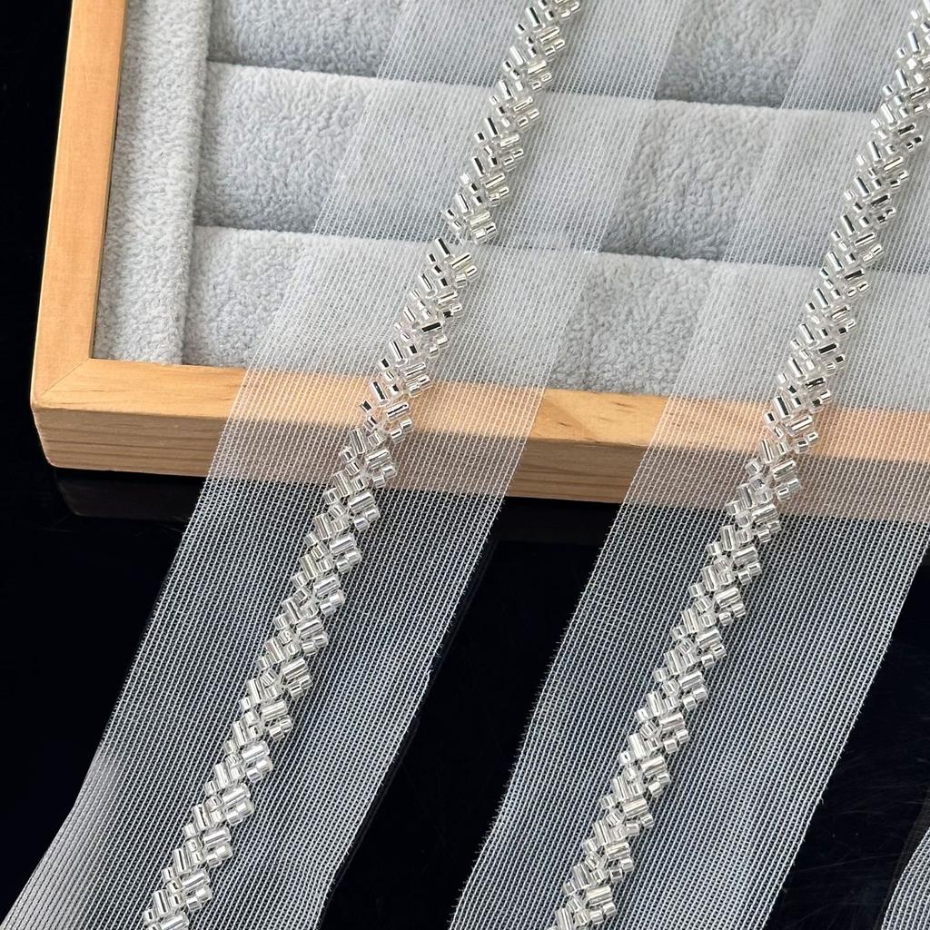 Mesh Machine Embroidered Herringbone Rice Beads Handmade Diy Jewelry Barcode Clothing Accessories Hair Accessories Collar Decoration Bead Lace
