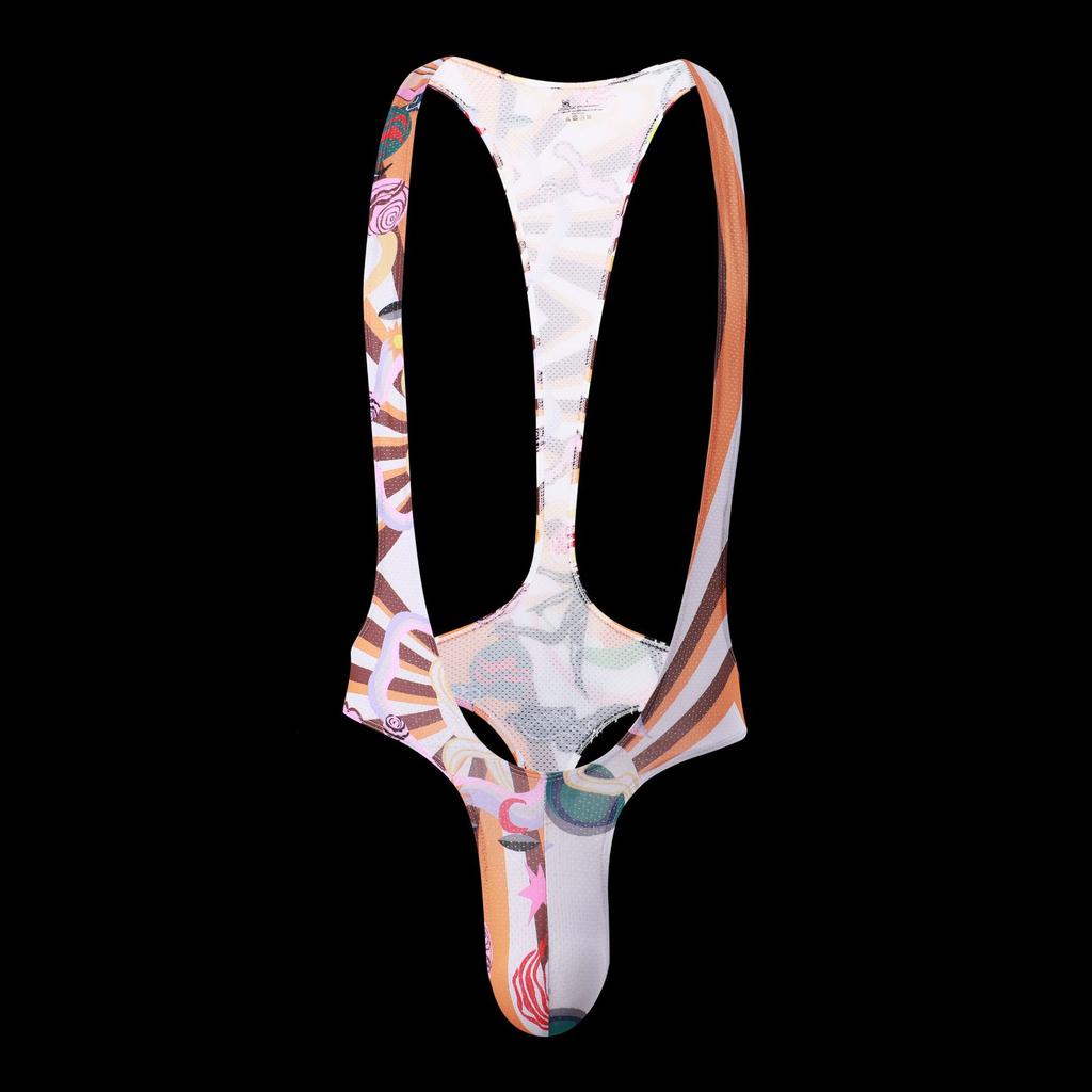 Sexy Men Print Bodysuits Men's Mesh Jockstrap Leotard Underwear Jumpsuits Wrestling Singlet Bodysuit Lingerie Men Body Shapers