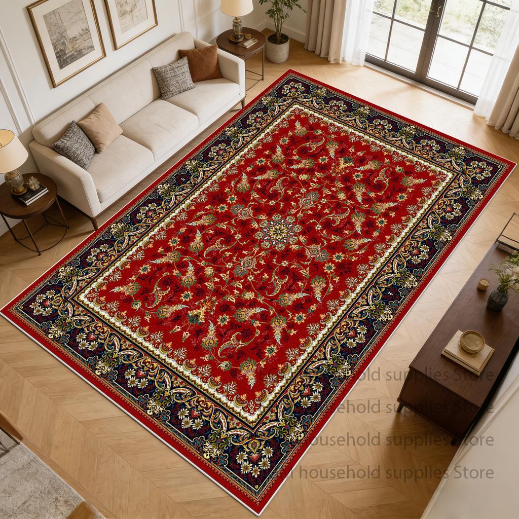 American Style Carpets Retro Living Room Decoration Light Luxury Rugs Bedroom Decor  Lounge Non-slip Study Floor Mats Washable