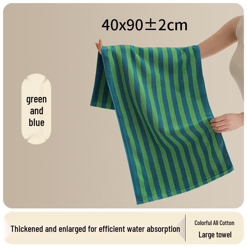 Soft Quick-Dry Oversized Striped Combed Cotton Bath Towel