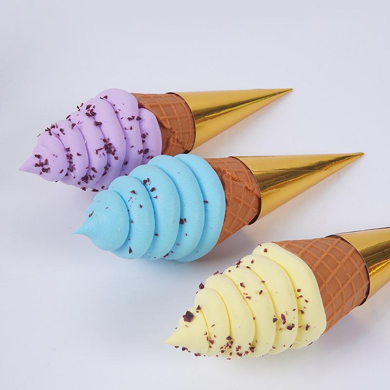 PVC Chocolate Chip Ice Cream Model 20CM - Large Fake Cone Display for Decoration and Photography