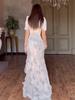 Women's 2025 Spring Retro Elegant Short Sleeve Waist-Cinching Long Dress