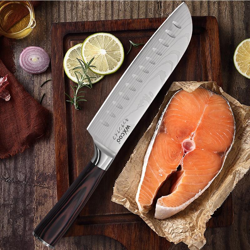 Japanese Santoku Knife Meat Cleaver Damascus Pattern Kitchen Knives Professional Chef Knife Slicing Knife