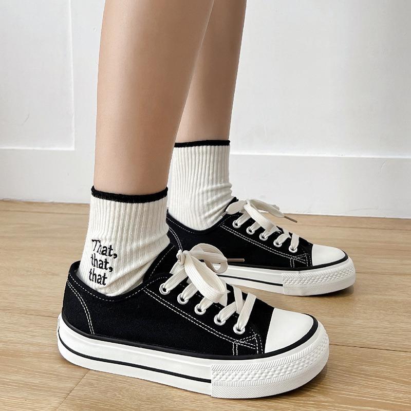 Damesko i lerret Dame Mote Sommer Casual Sneakers Student Fritidssko Høy Topp Dame Vulkaniserte Sko