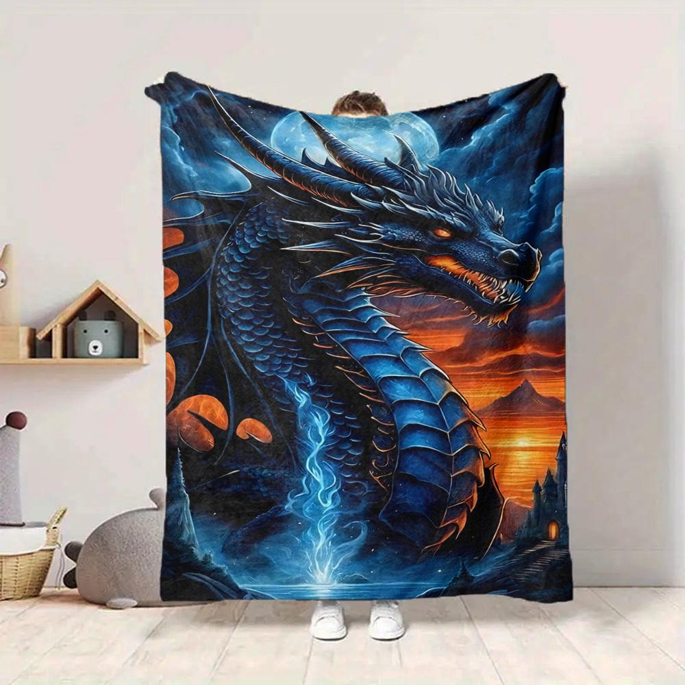 1pc Dragon Fantasy Artwork Blanket Lightweight Blanket Throw Blanket For Sofa, Bed, Travel, Camping, Livingroom, Office, Couch, Chair yy251010004