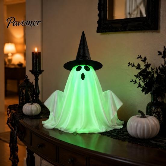 Dynamische schwebende Geister-Elektro-Halloween-Dekoration mit Sprach-/Fernbedienung, Interaktive gruselige leuchtende Geisterhaus-Partyartikel Geist, Leuchtend