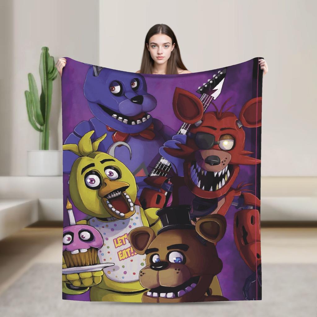 FNAFS At Freddy's Flannel Blanket Warm Soft Throw Blanket for Couch Chair Decorative Fluffy Bedspread Sofa Bed Cover