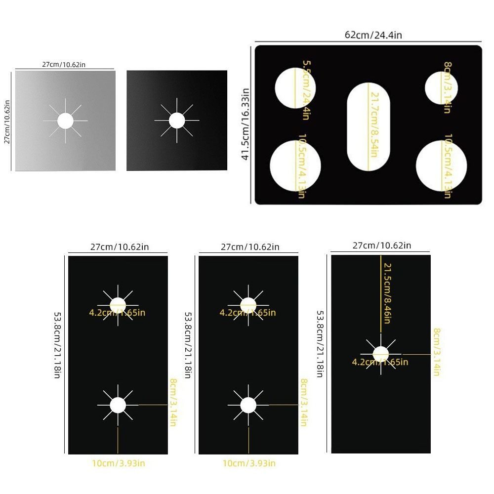 1/3/4pcs 5-Hole Gas Stove Pad Non Stick Reusable Stovetop Protector Anti-dirty Oil-proof Cooker Cover Liner Cleaning Pad