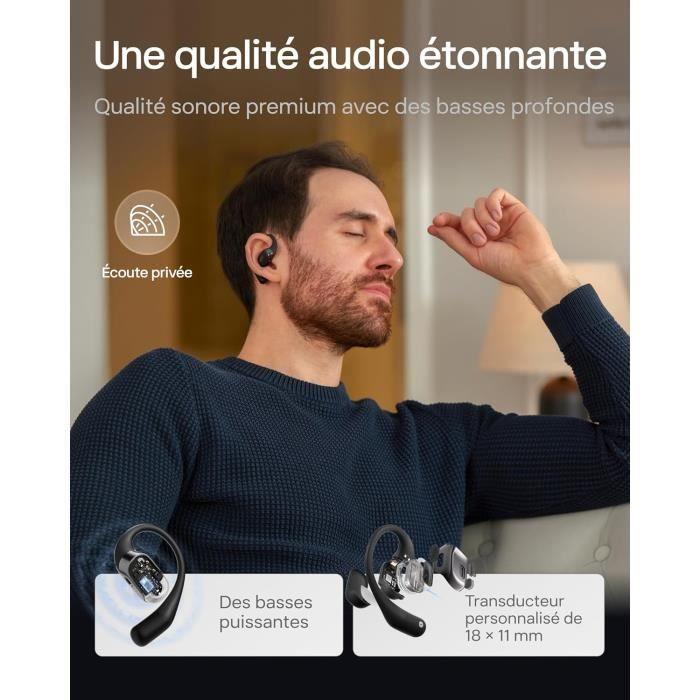 Écouteurs sans fil - SHOKZ - OpenFit - Confort extrême - 28h d'autonomie - Résistant à la transpiration