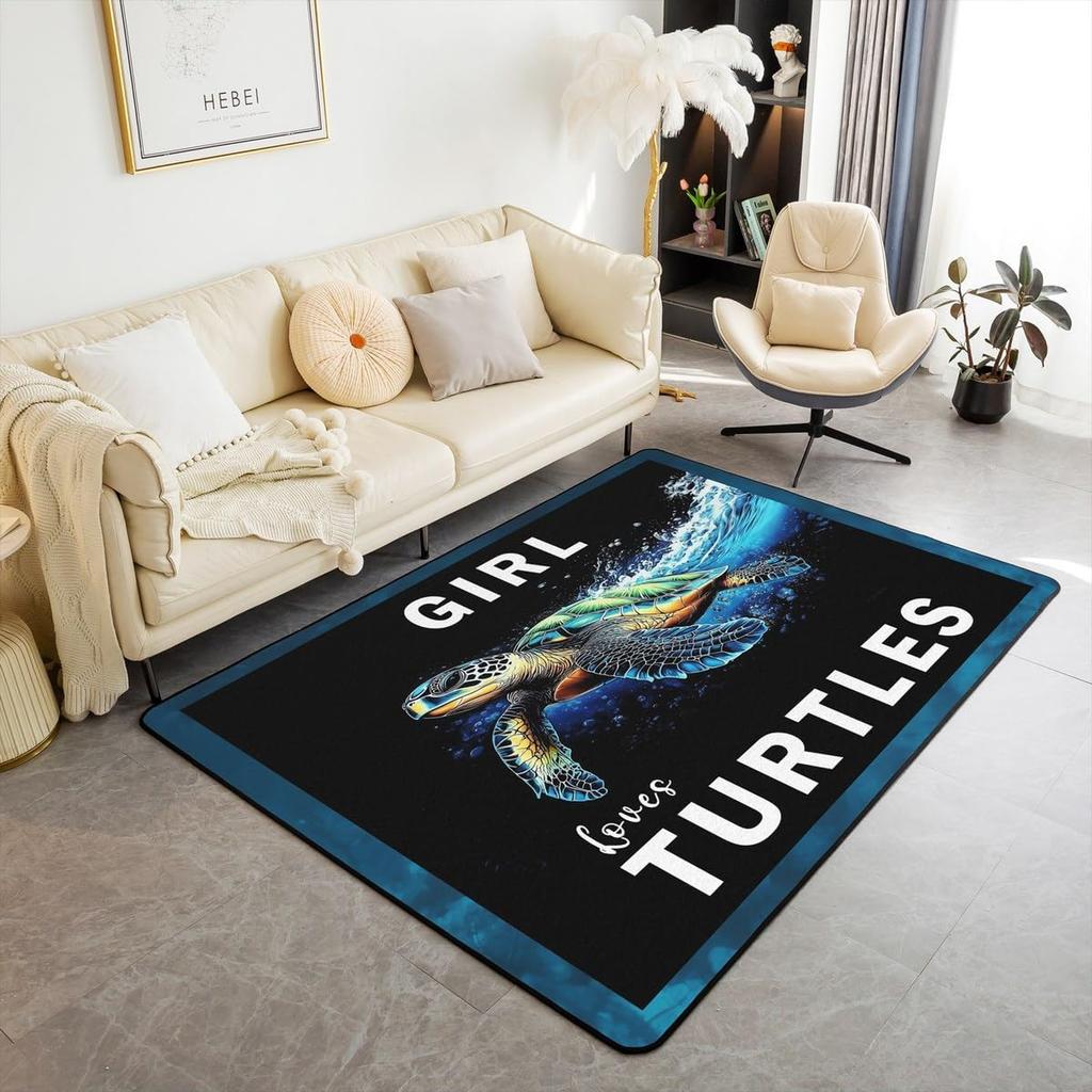 Ocean Themed Living Room Rugs for Bedroom Area Rug Octopus Decor Carpet for Boys Girls Teens Tentacles Indoor Floor Mat Black