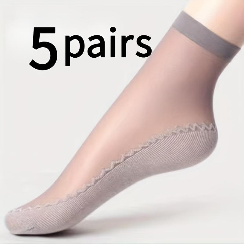 

5 Pairs of Ice-feeling Breathable Socks- Stockings, Women s Socks, Sweat-absorbent Non-slip Socks, Flesh-colored Anti-snagging Silky Medium Thin Model One-size серый