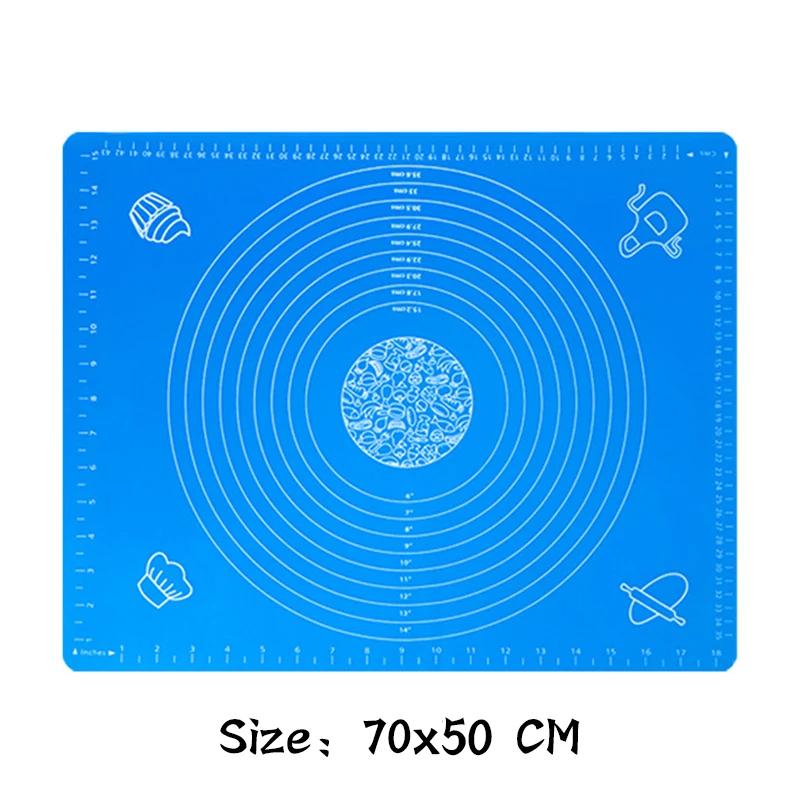 70/64/40Cm Silicone Kneading Dough Mat Nonstick Cookie Cake Baking Mat Fondant Pizza Biscuit Rolling Pad Paste Flour Table Sheet