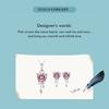 WOSTU 925 Sterling Silver Pink Crystal Heart Stud Wedding Earrings For Women Shiny Zircon Drop Tassel Earring Valentine Jewelry